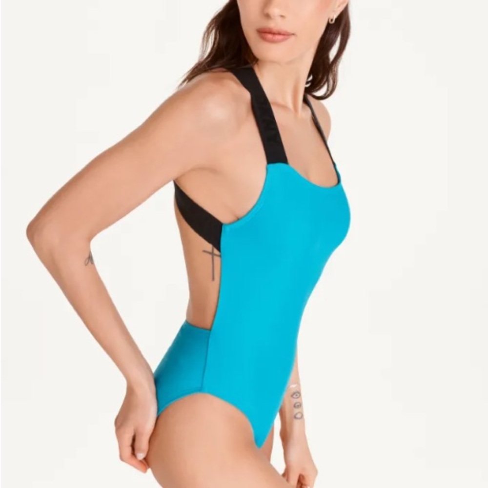DKNY Logo Crossback One Piece Swimsuit Size Medium